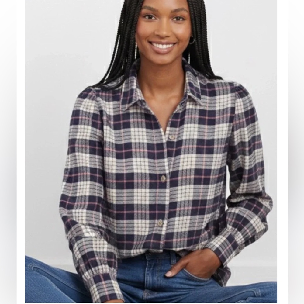 Rails Angelica almond pink navy button up